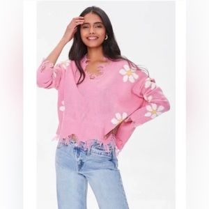 JUST POLLY pink daisy sweater